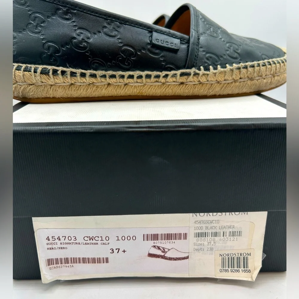 GUCCI Signature GG Leather Espadrilles Flats Women’s US 7 1/2 Black, GUCCISSIMA - Picture 16 of 16